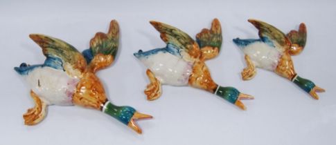 Set of three Beswick graduated flying ducks, no. 5961, 5962 and 5963, drilled holes to the reverse