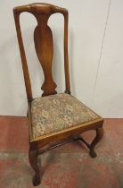 18th century and later mahogany dining chair, with solid vase-shaped back splat, slip-in seat,