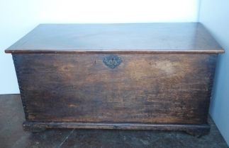 Victorian stained wood blanket chest with hinged top, on castors, 65cm high, approximately 125cm