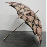 Late Victorian parasol, the pommel inscribed 'Isa Bramwell - Tynemouth', with scroll silver mount,