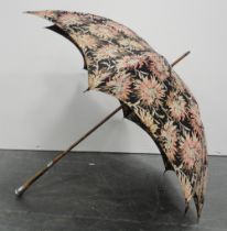 Late Victorian parasol, the pommel inscribed 'Isa Bramwell - Tynemouth', with scroll silver mount,