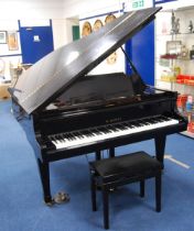 K. Kawai black lacquered grand piano, model KG-2C, c. 1970s, serial no. 1062299, approximately