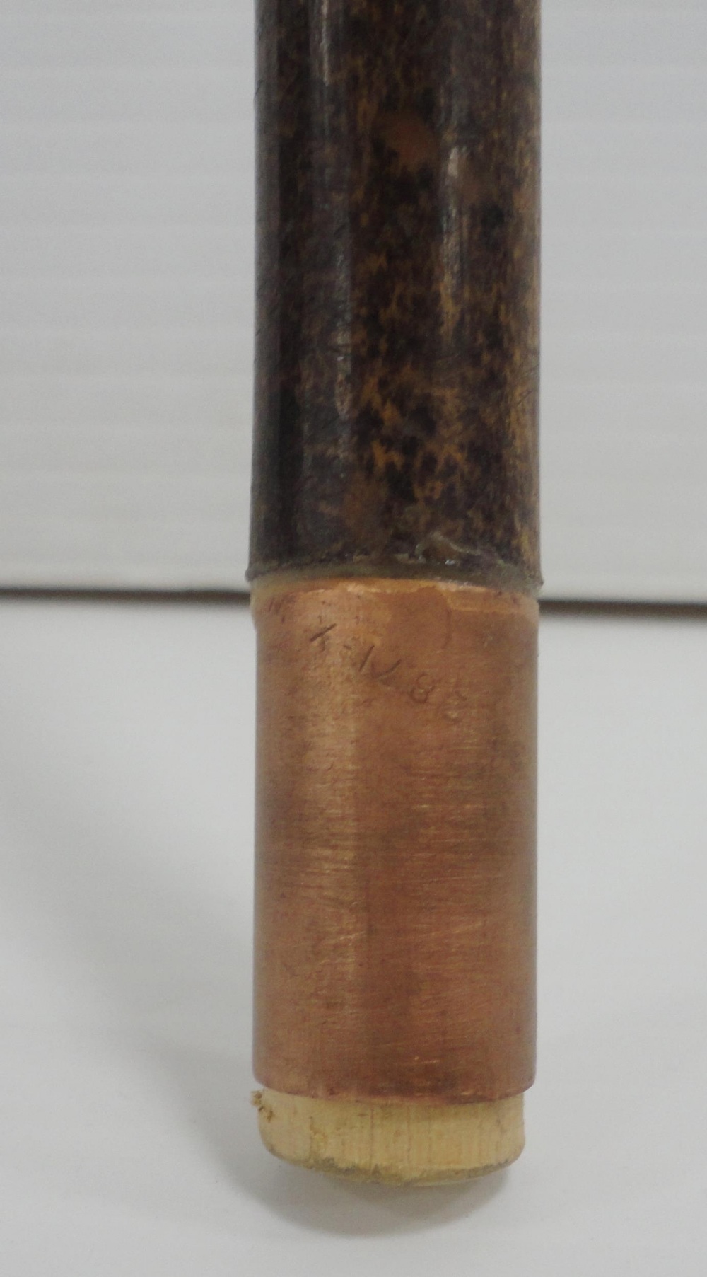 Bamboo and antler-handled walking cane with graduation for measuring the height of horses, 94cm, a - Image 10 of 20