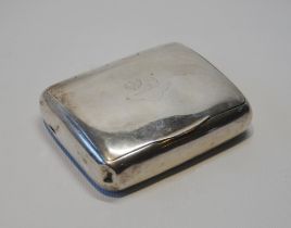 Silver tobacco box of curved cushion form, crested, Birmingham 1903, 8.5cm, 148g.