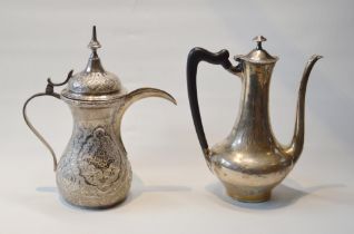 Turkish silver coffee pot of typical style, '84', c. 1920, and another, probably American, 962g