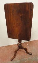 George III mahogany occasional table, the rectangular tilt top on baluster turned column and