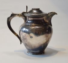 Silver hot milk pot of pear shape with inset coin, 1708, by Edward, Glasgow, Britannia standard,