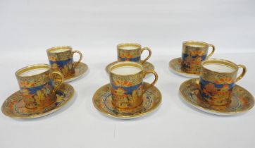 E Hughes & Company, Fenton, Staffordshire Paladin china coffee set in the chinoiserie palette,