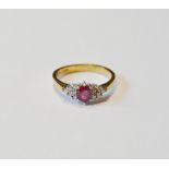 Diamond and ruby ring, in 9ct gold, size L.