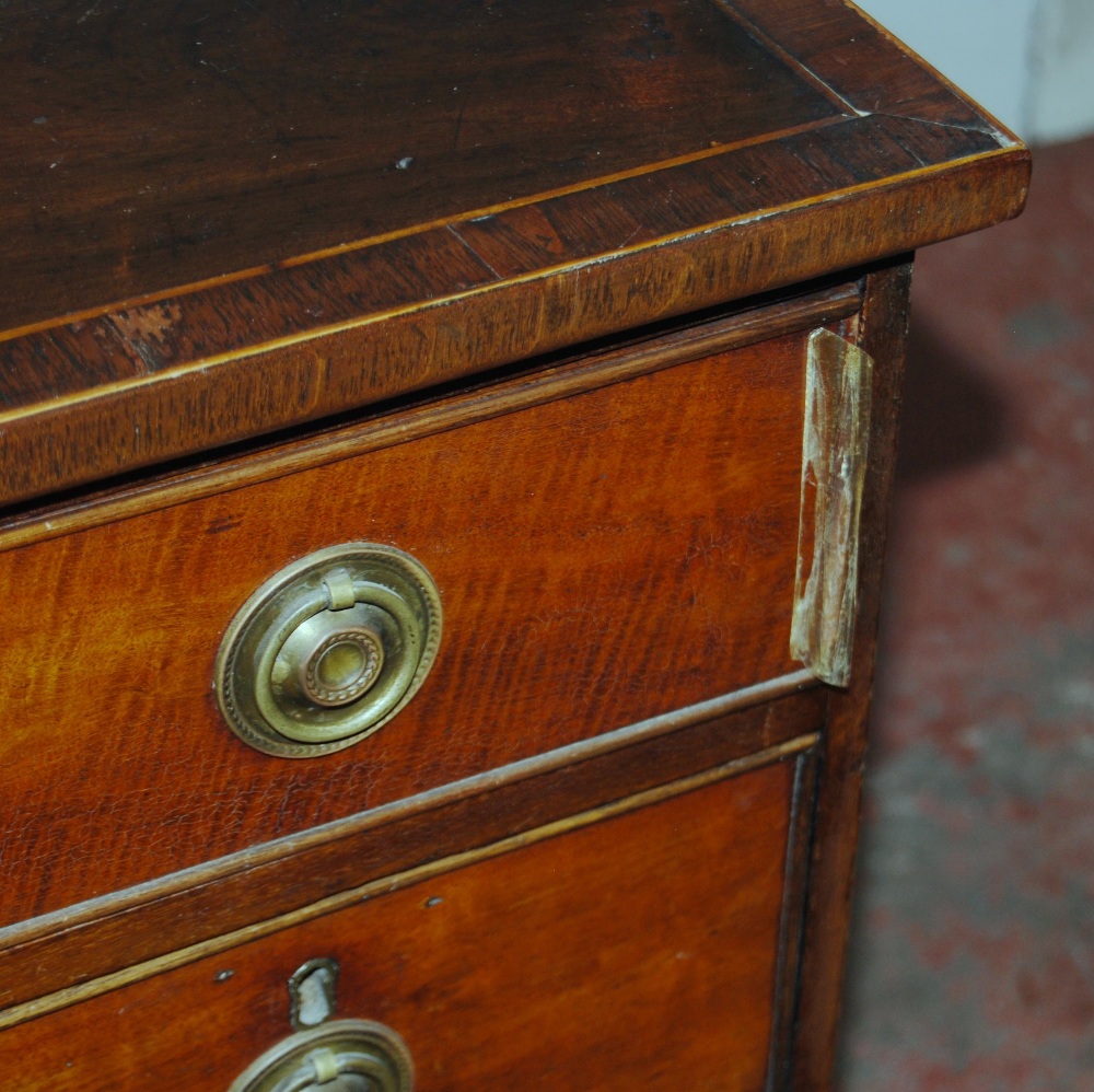 Regency Revival inlaid mahogany kneehole desk, c. early 20th century, with two short drawers above - Image 3 of 6