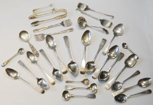 Various Georgian and other silver teaspoons (143g) and various EP items.