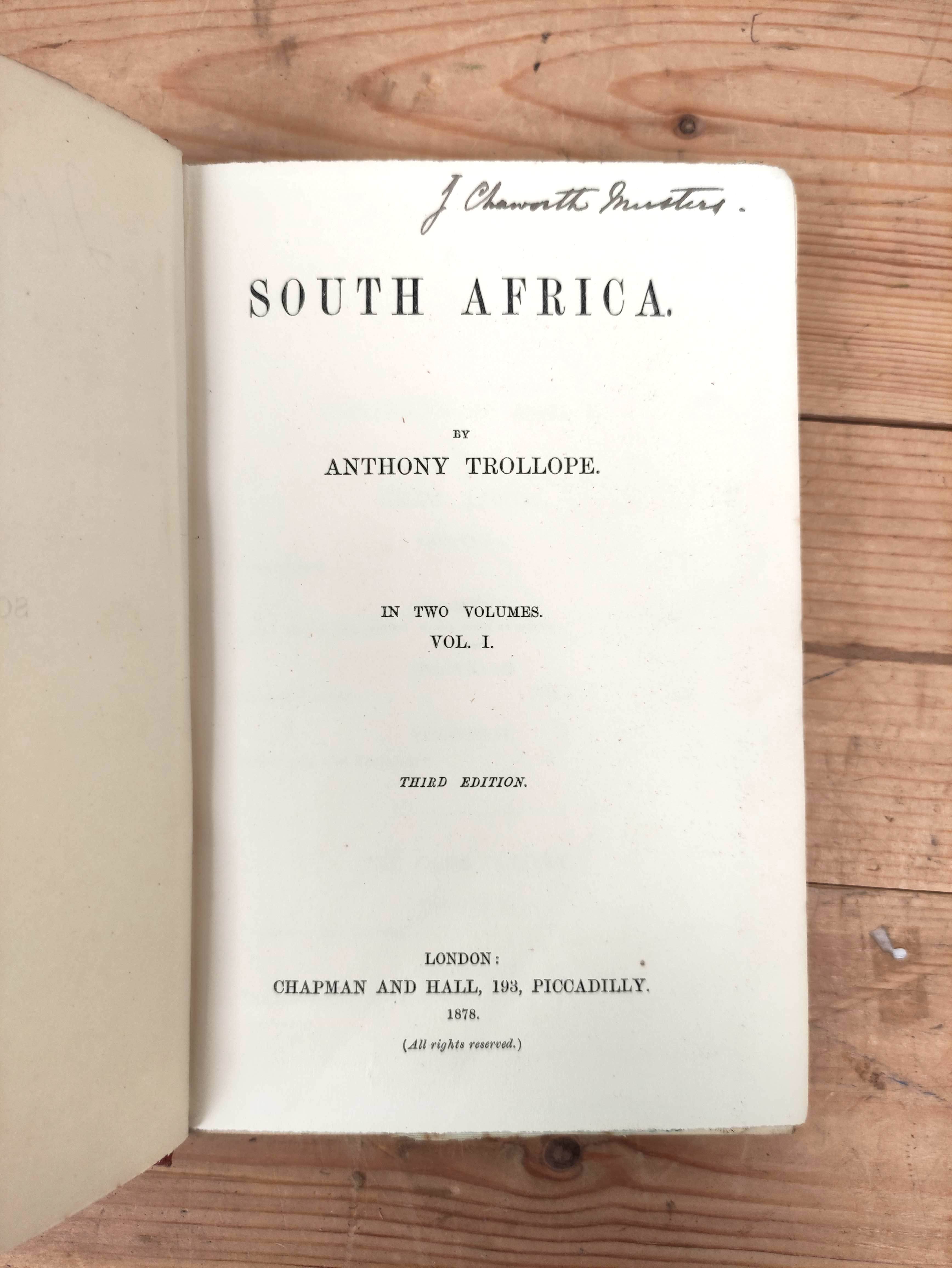 TROLLOPE ANTHONY.  South Africa. 2 vols. Fldg. col. map (torn). Soiled orig. red cloth. 3rd ed., - Image 2 of 6