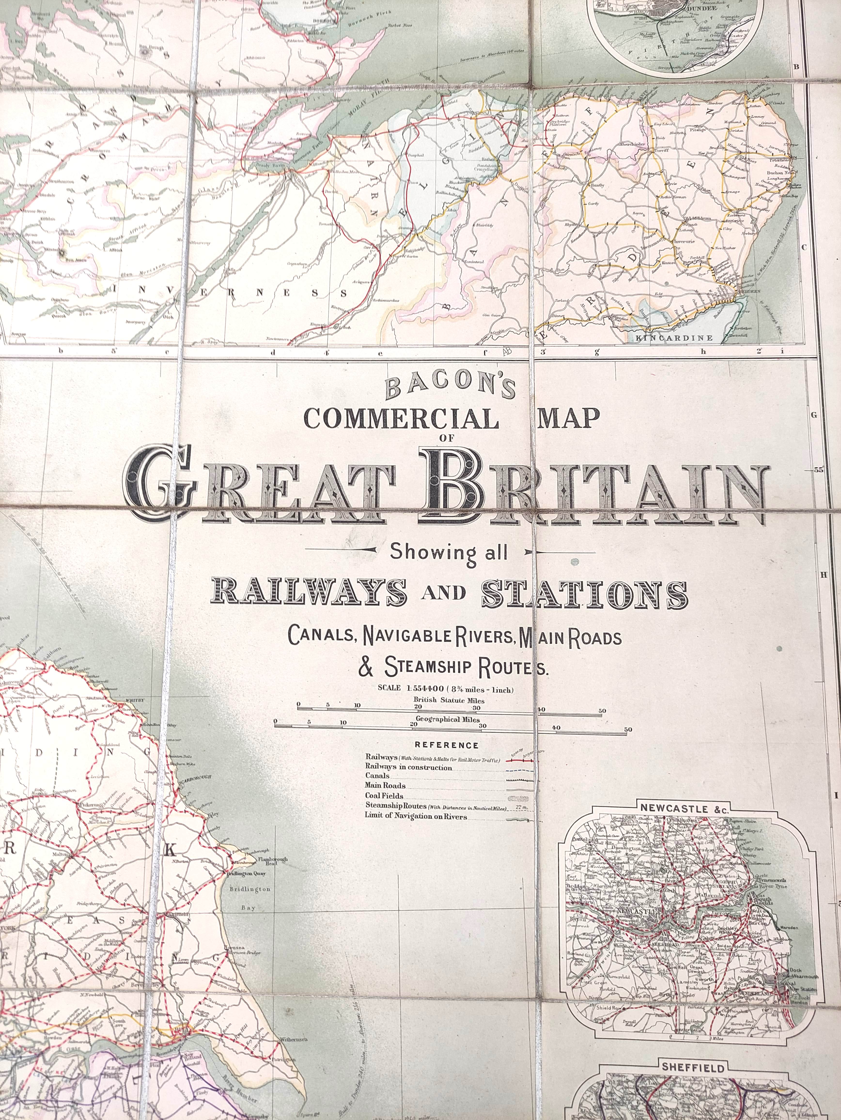 BACON G.W. Folding col. linen maps of the World, Great Britain, Yorkshire & South East & Central - Image 5 of 11