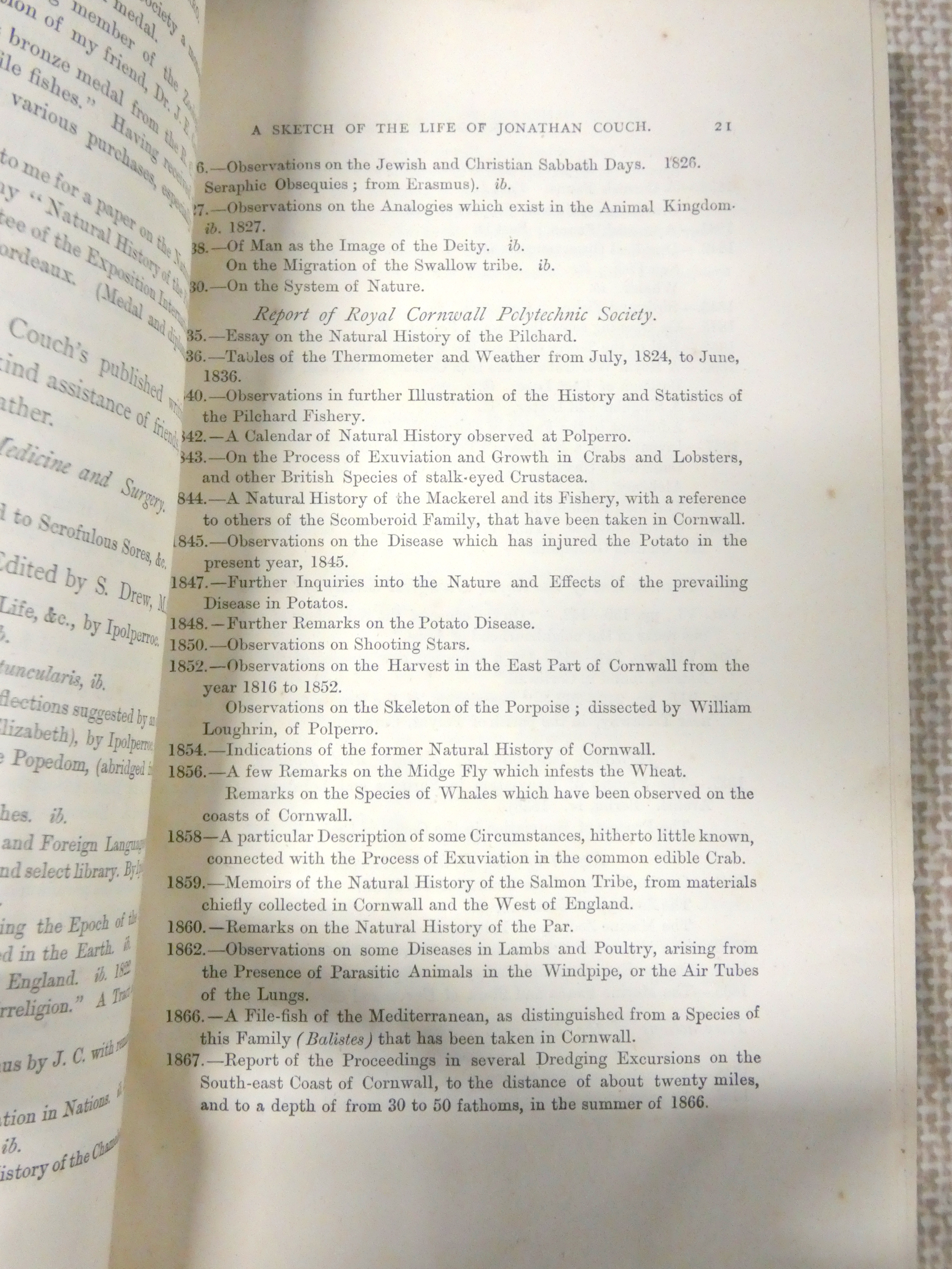 COUCH J. & T. Q.  The History of Polperro. Title in red & black. Fldg. frontis. Half calf. Truro, - Image 5 of 5