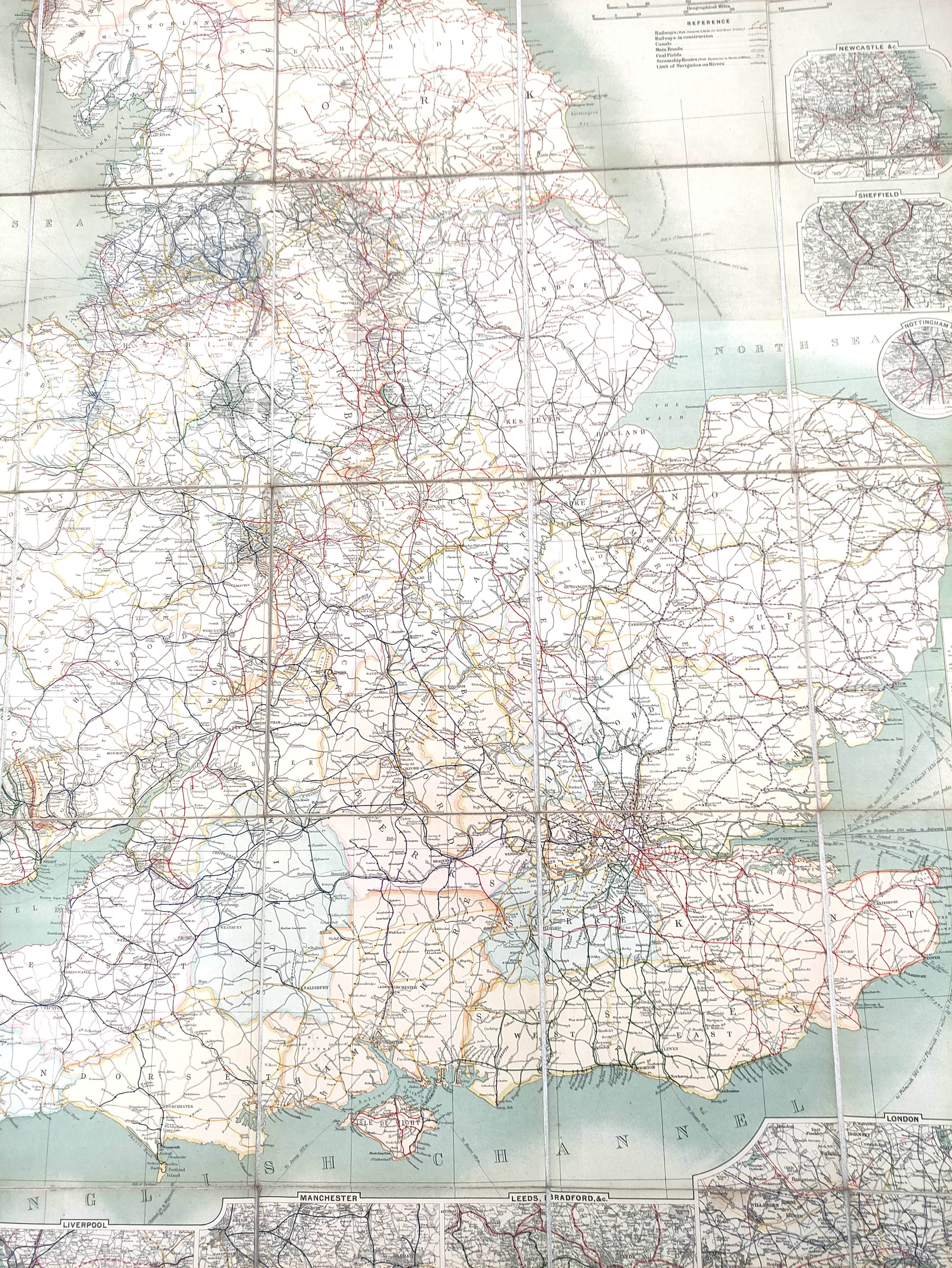 BACON G.W. Folding col. linen maps of the World, Great Britain, Yorkshire & South East & Central - Image 7 of 11