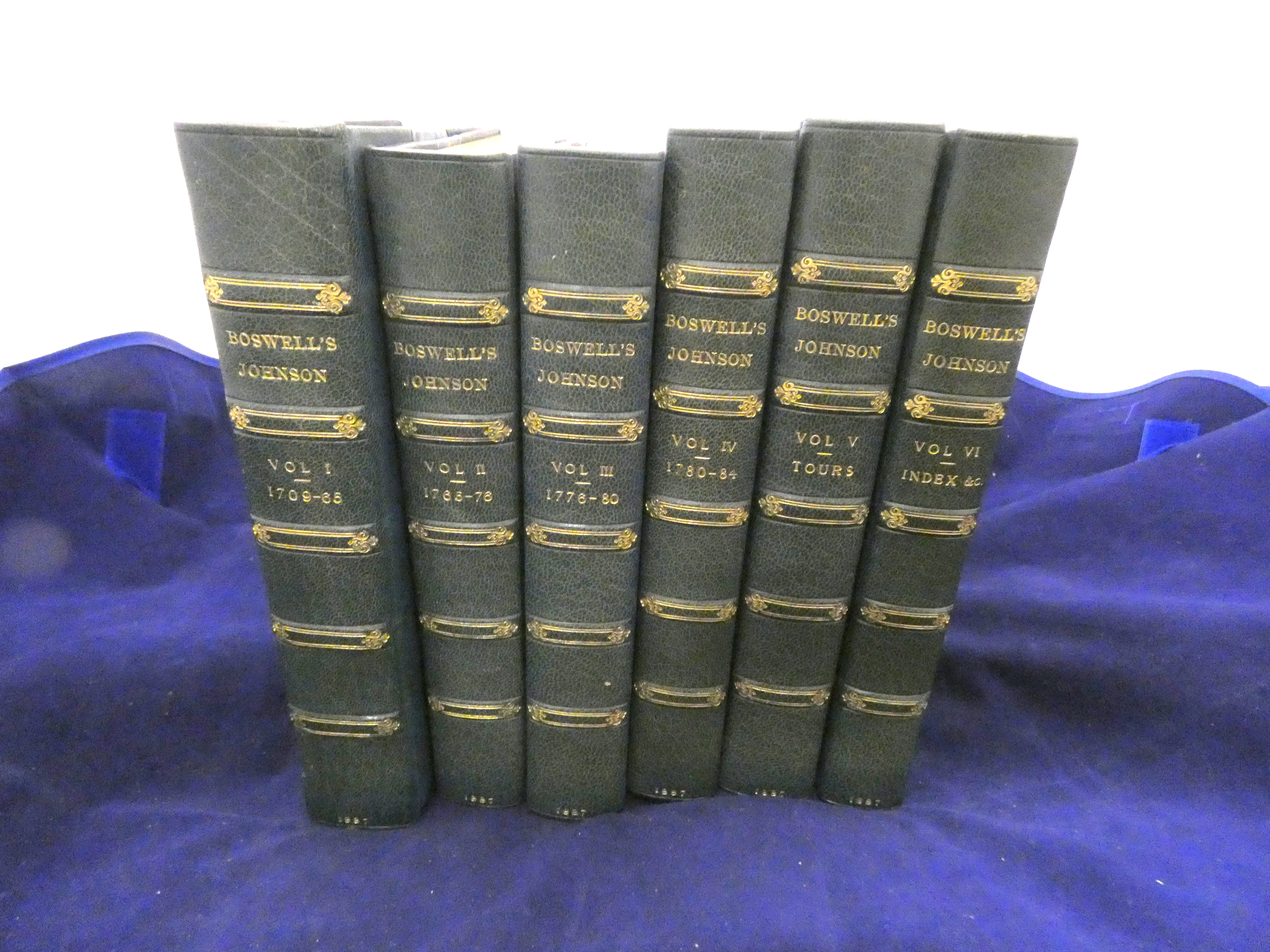 BOSWELL JAMES.  Life of Johnson, ed. by George Birkbeck Hill. 6 vols. Half titles. Eng. port.