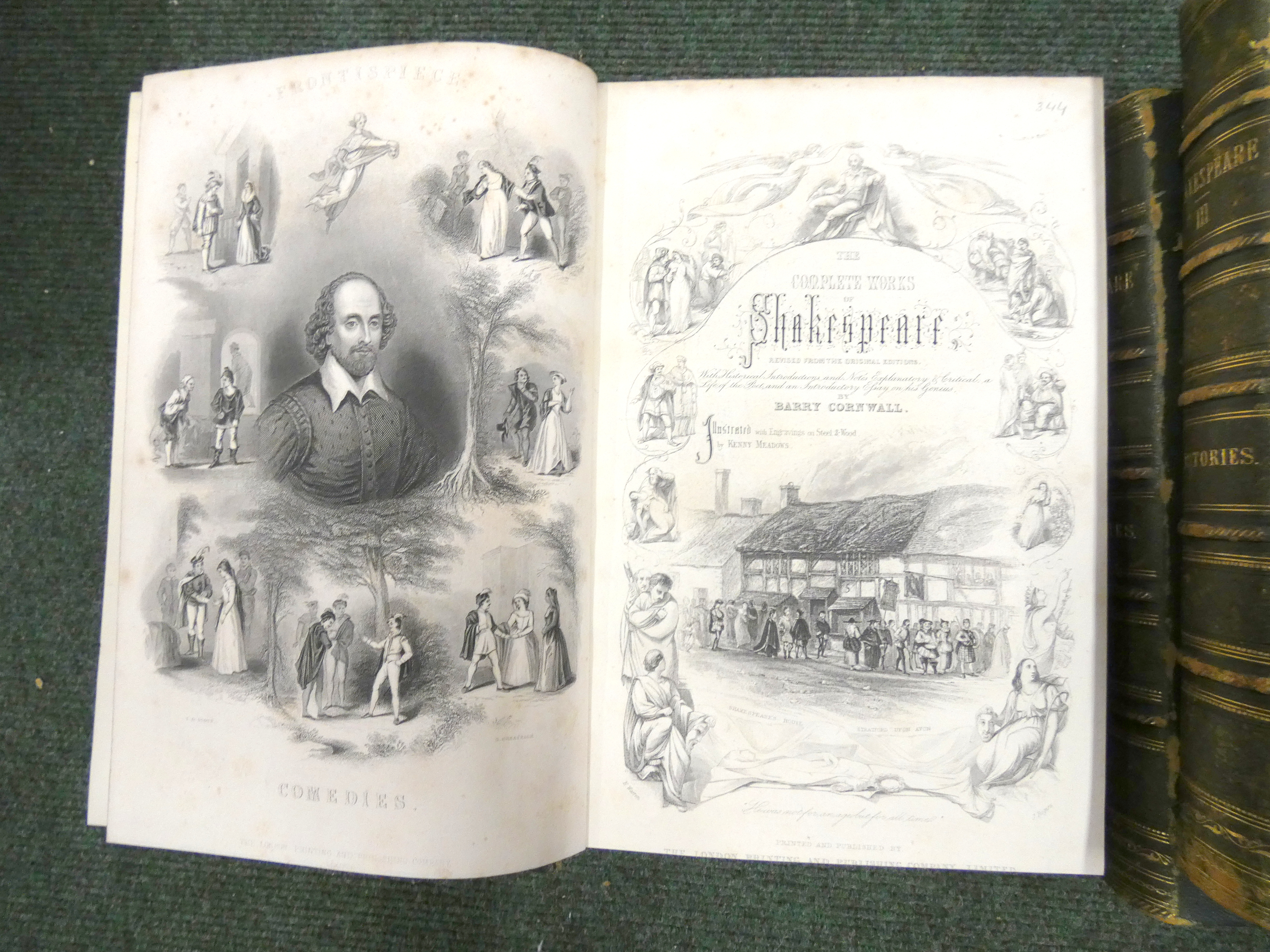 SHAKESPEARE WILLIAM.  The Complete Works ... With a Memoir ... by Barry Cornwall. 3 vols. Eng.