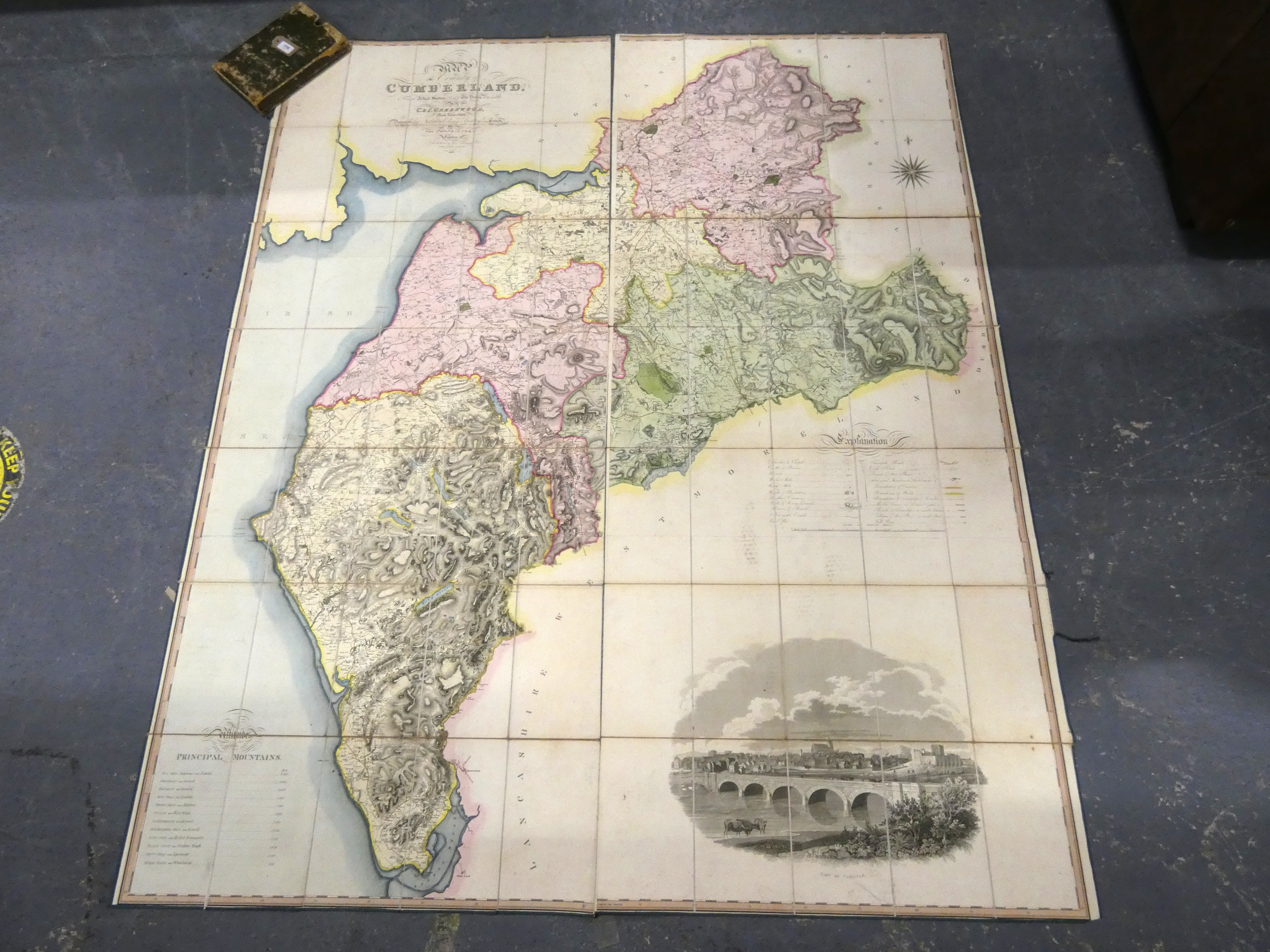 GREENWOOD C. & I.  Map of the County of Cumberland. Fine large hand coloured linen backed eng. map - Image 2 of 3