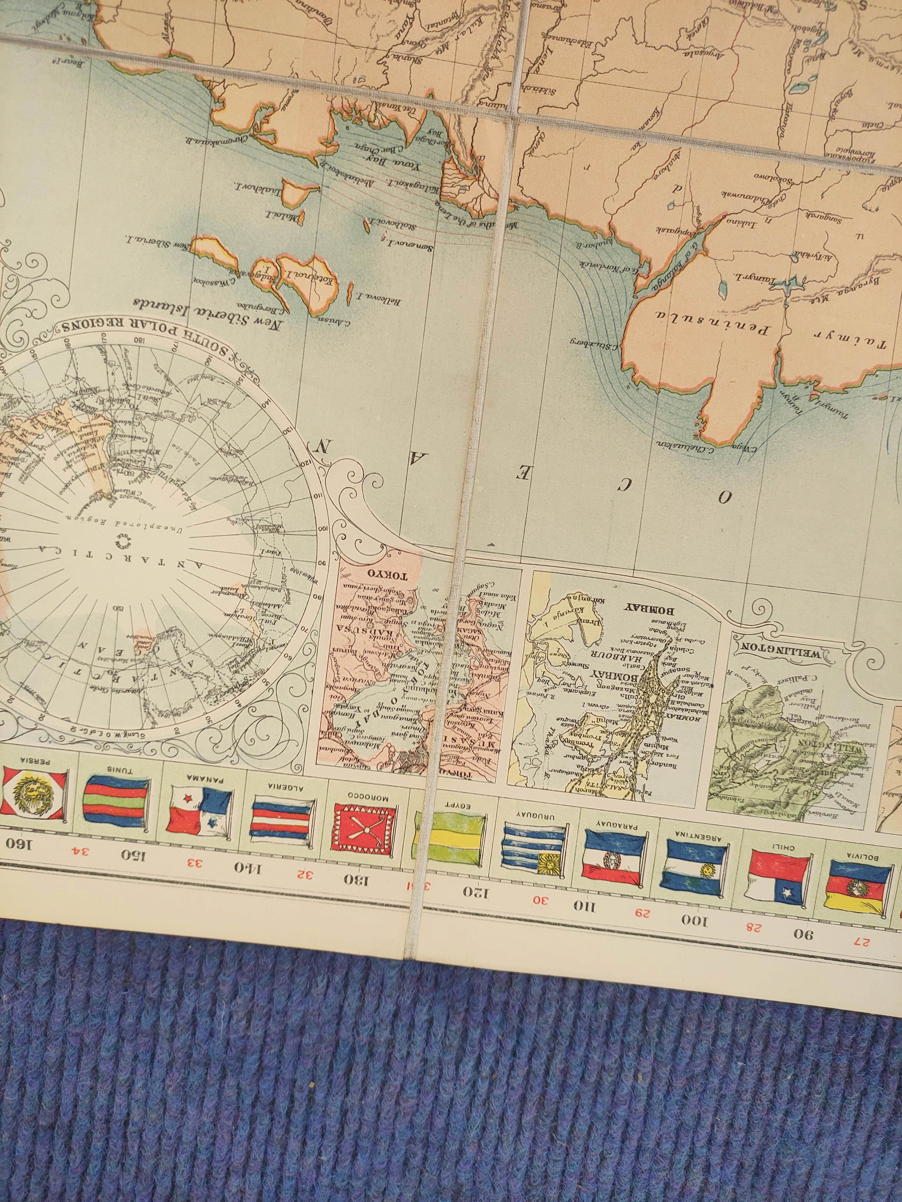 BACON G.W. Folding col. linen maps of the World, Great Britain, Yorkshire & South East & Central - Image 11 of 11