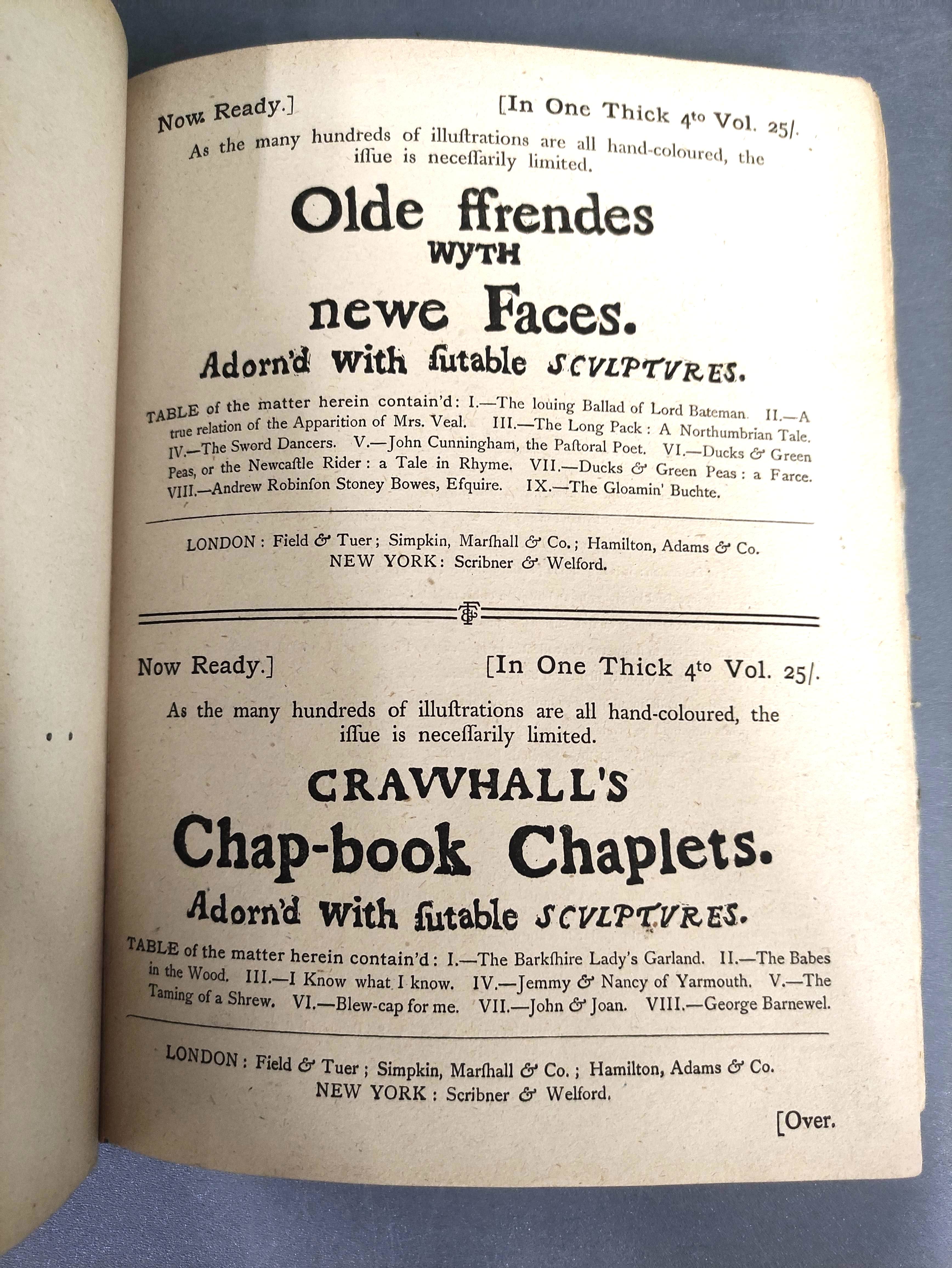 CRAWHALL JOSEPH.  Old Ffrends Wyth Newe Faces. Hand col. woodcut illus. & decs., orig. wrappers - Image 3 of 12
