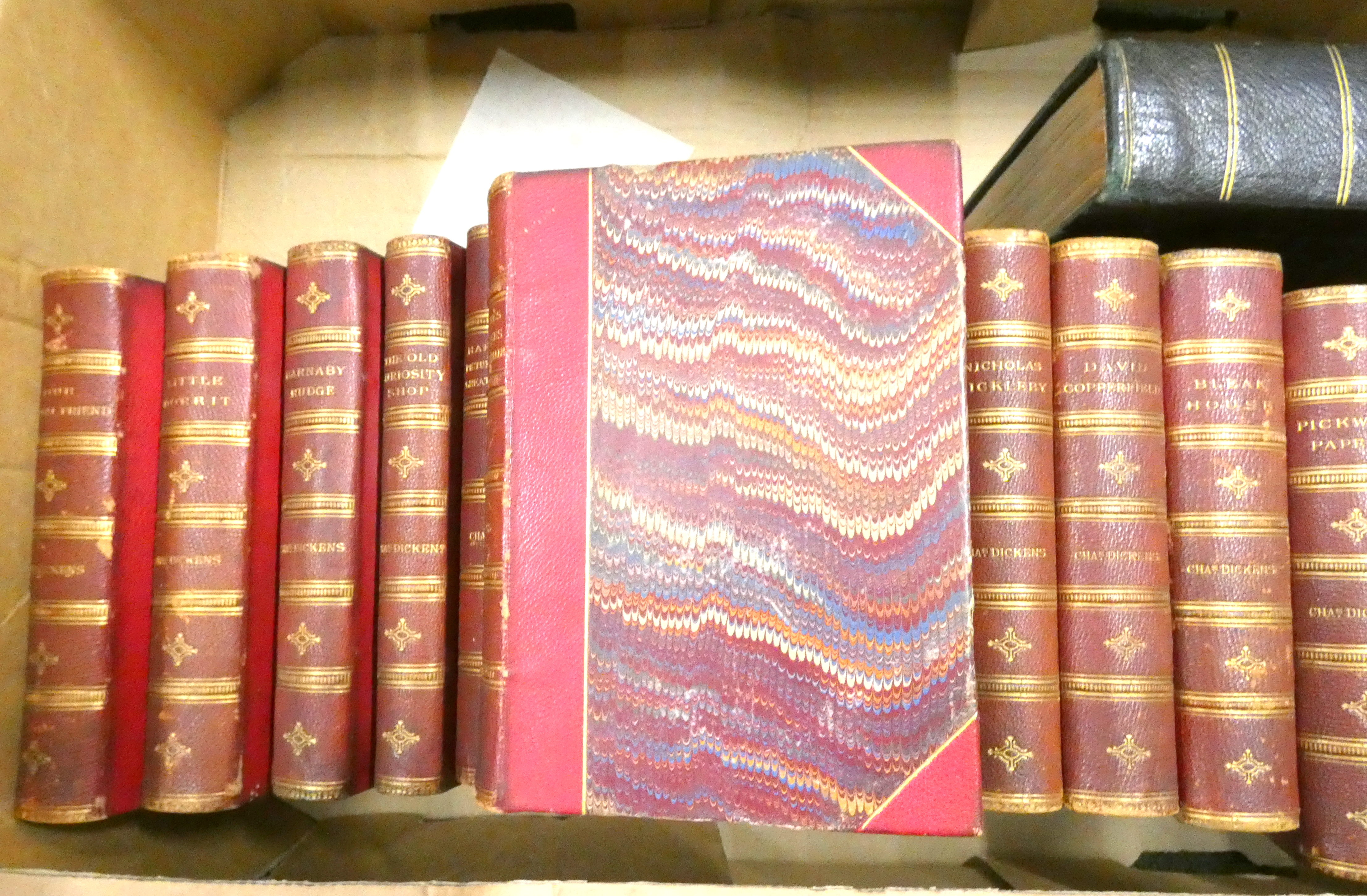 DICKENS CHARLES.  Works. 14 various uniform vols. Illus. Half red morocco, marbled brds. Chapman & - Image 3 of 3