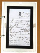 Documents & Ephemera - Royalty - Queen Victoria.  Fine letter 1872 Jan. 1st Sandringham by Queen