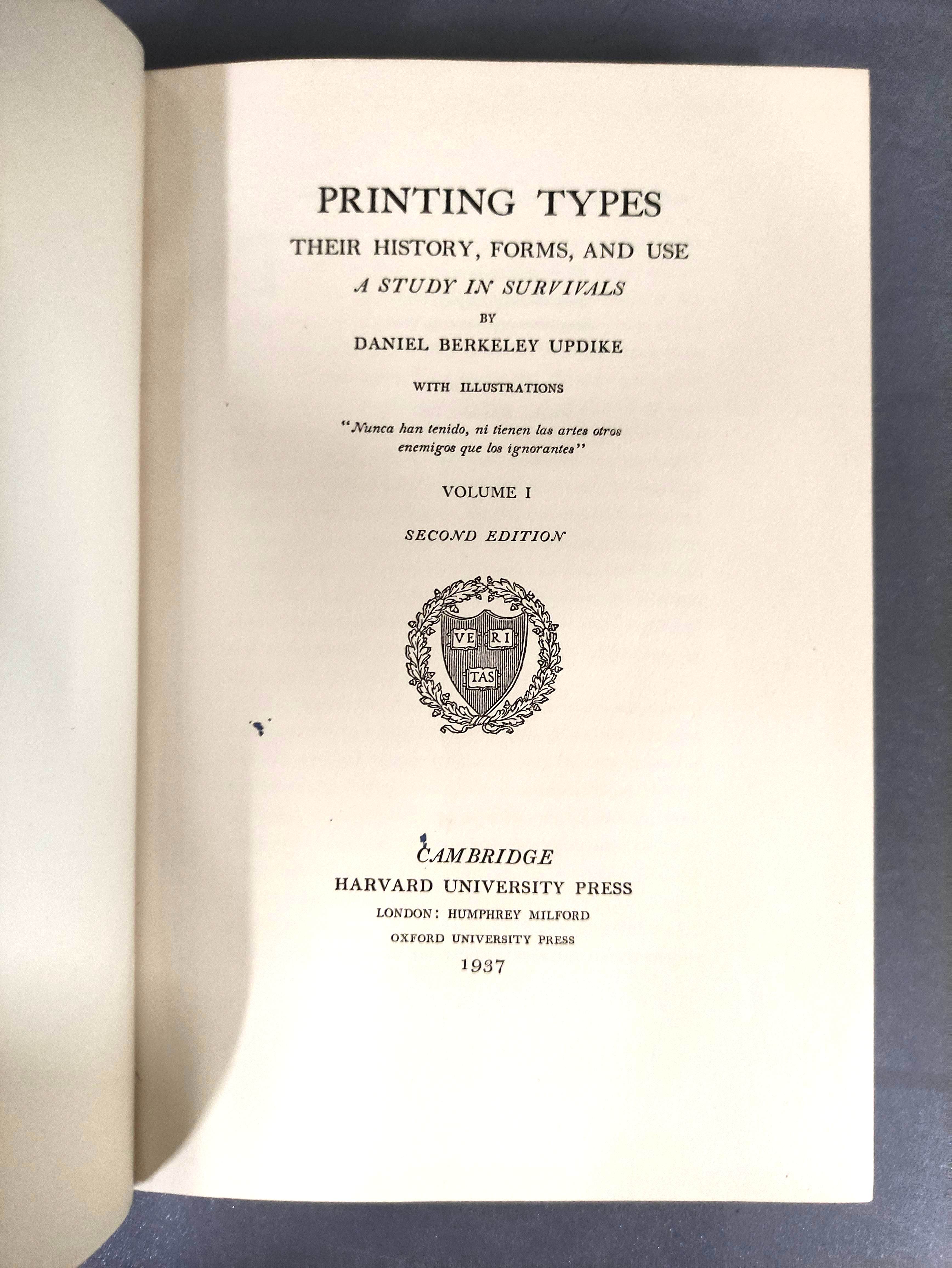 UPDIKE D. B.  Printing Types. 2 vols. Illus. Orig. red cloth in d.w's. Cambridge, 1937; also 4 - Image 3 of 8