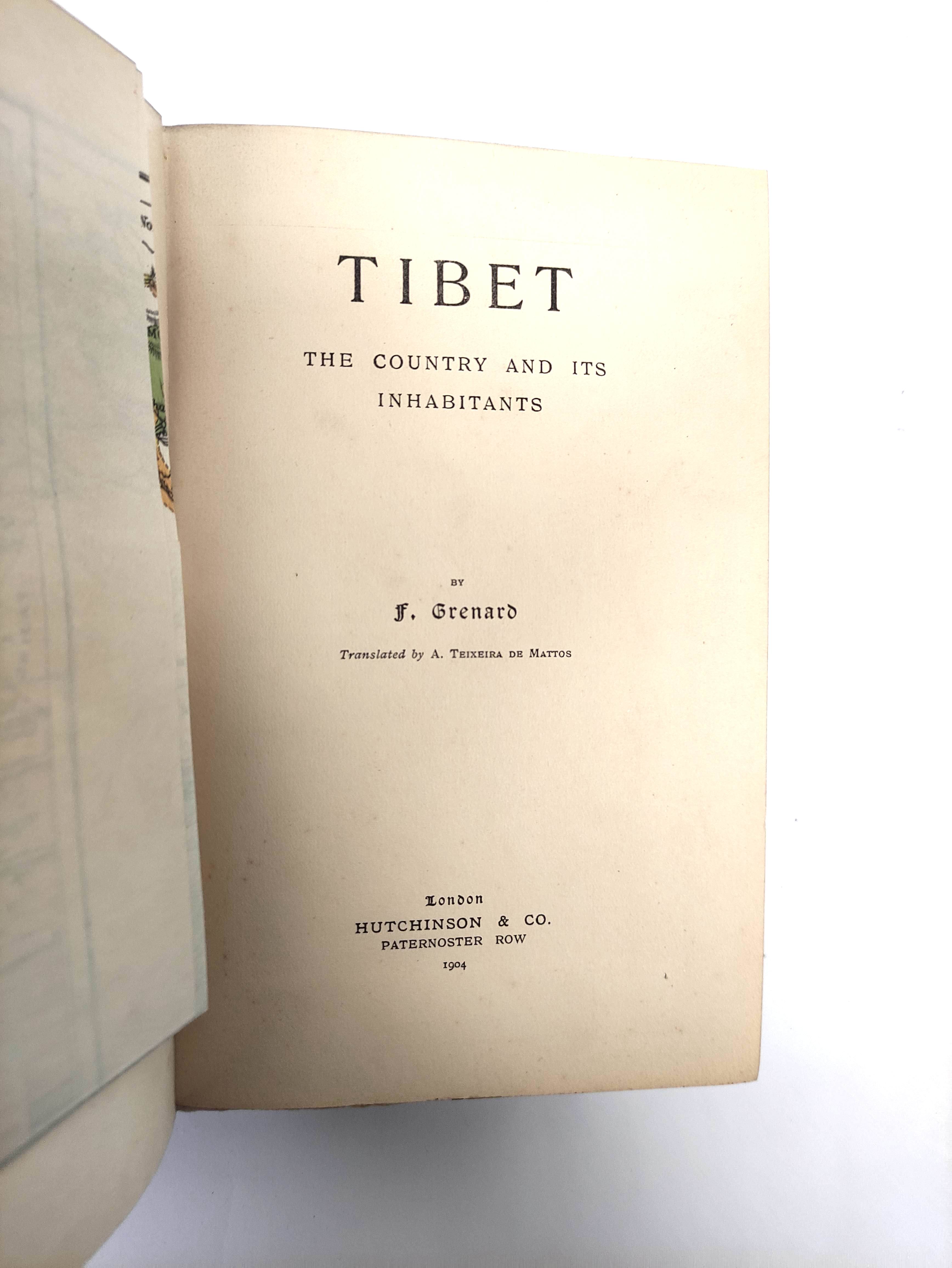 GRENARD F.  Tibet, The Country & Its Inhabitants. Fldg. col. map. Adverts. Orig. maroon cloth, - Image 2 of 3