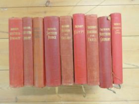 BAEDEKER.  9 various guide books incl. Austria-Hungary, 1911 and Palestine & Syria, 1906. Orig. limp