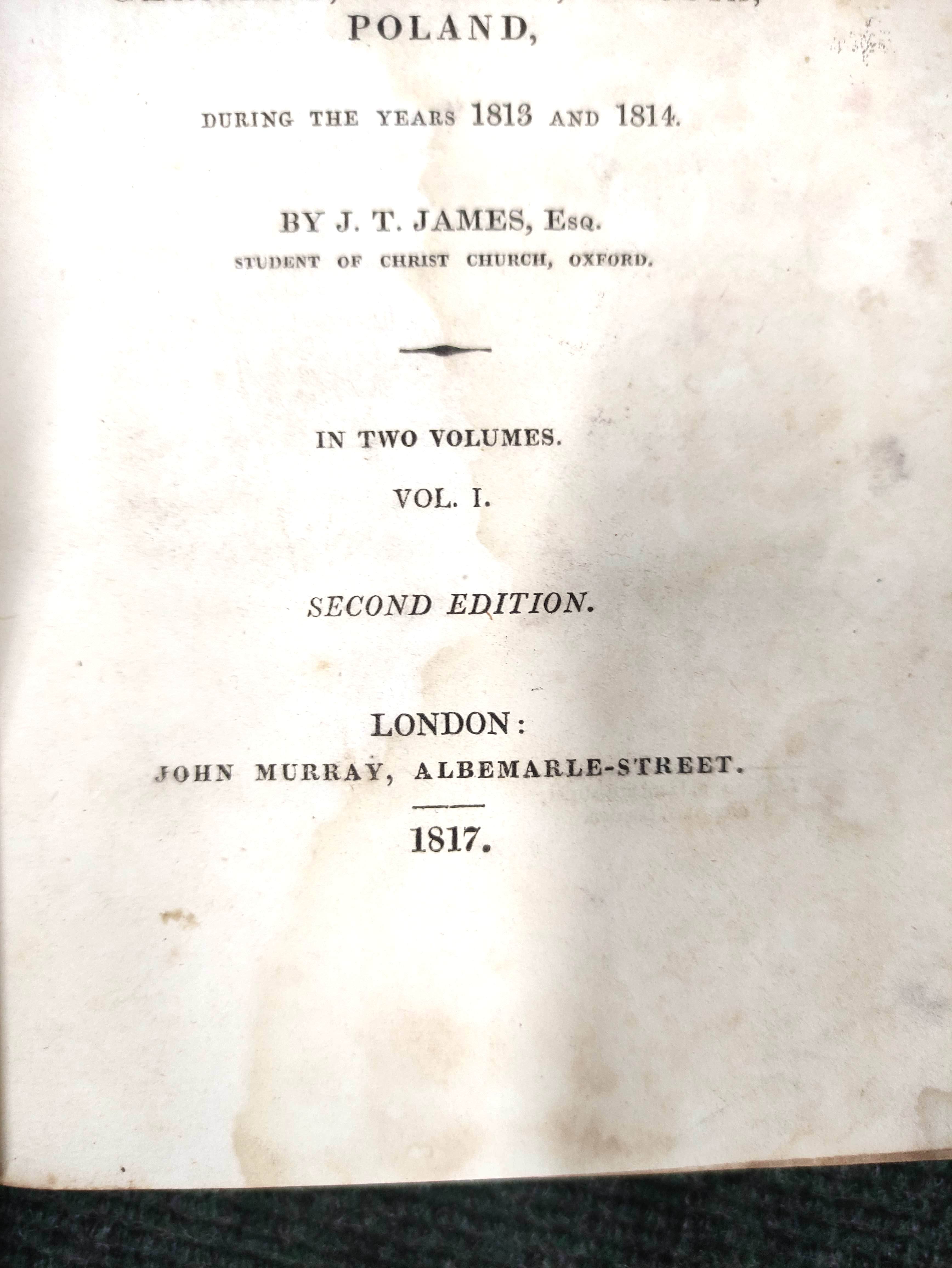 JAMES J. T.  Journal of a Tour in Germany, Sweden, Russia, Poland, During the Years 1813 & 1814. - Image 7 of 9