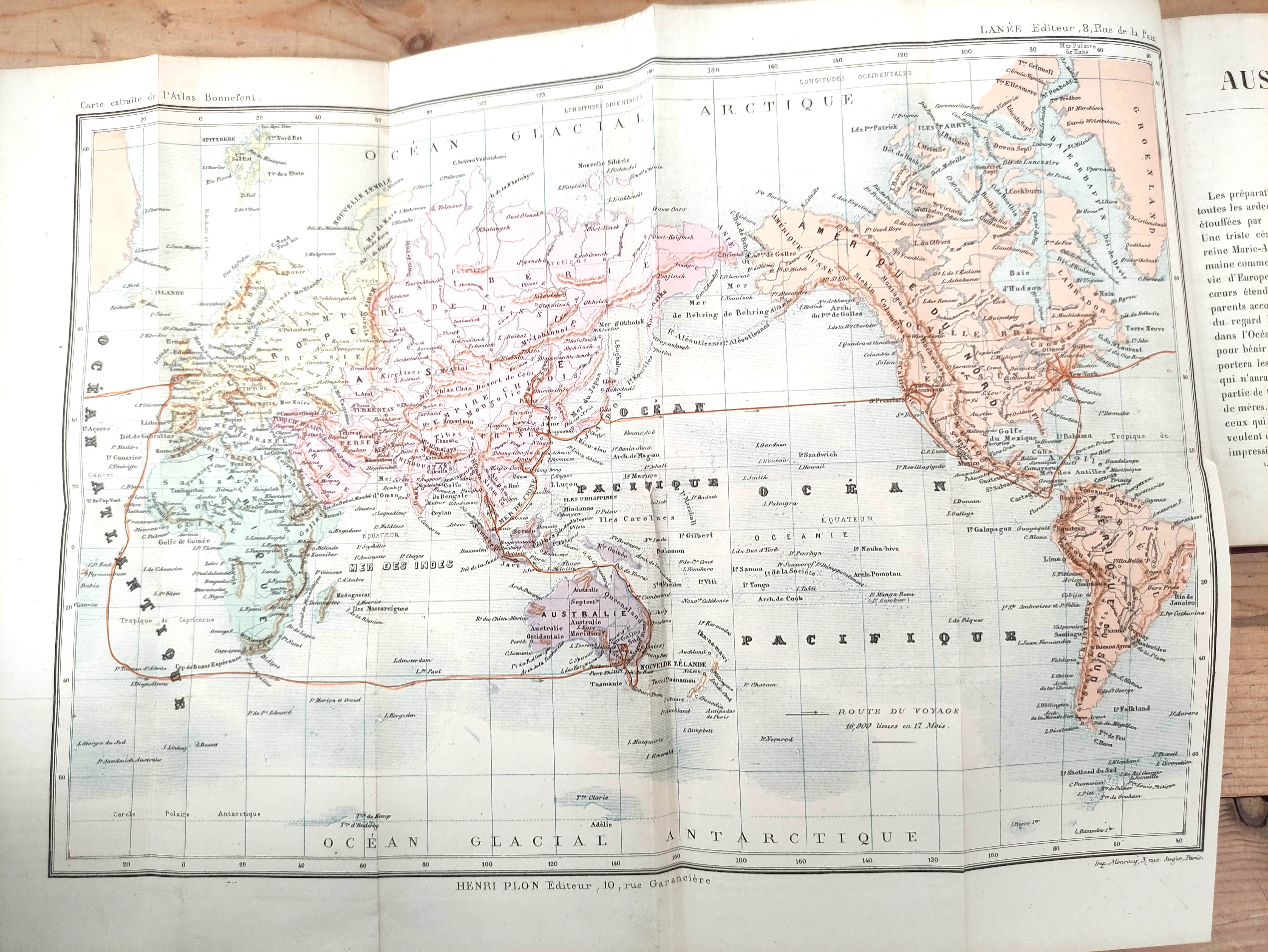 DE BEAUVOIR COMTE.  Australie, Voyage Autour du Monde. 2 fldg. col. maps. 2 mounted albumen portrait - Image 5 of 6