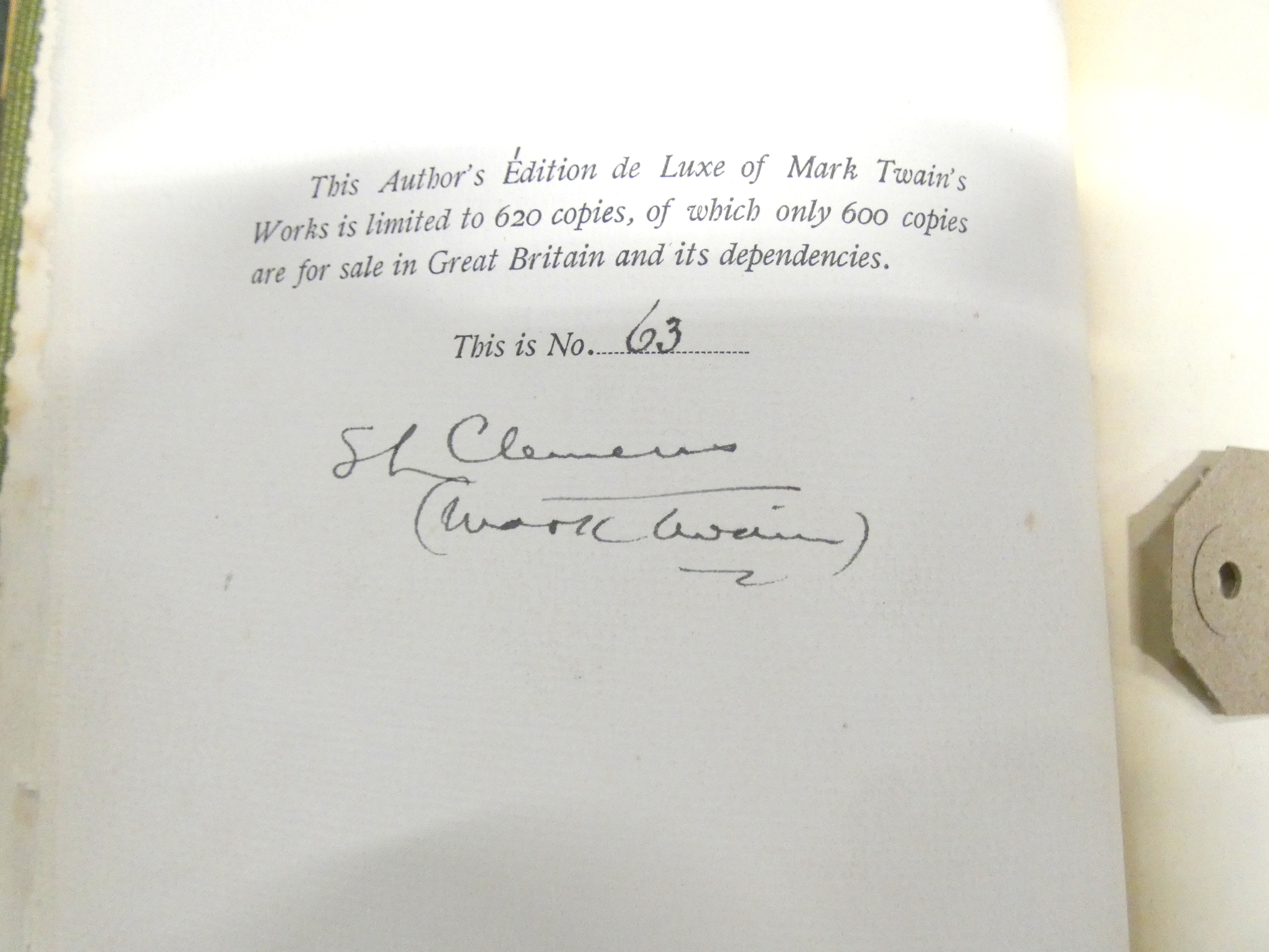 CLEMENS SAMUEL LANGHORNE ("MARK TWAIN").  The Writings of Mark Twain. The Author`s Edition de
