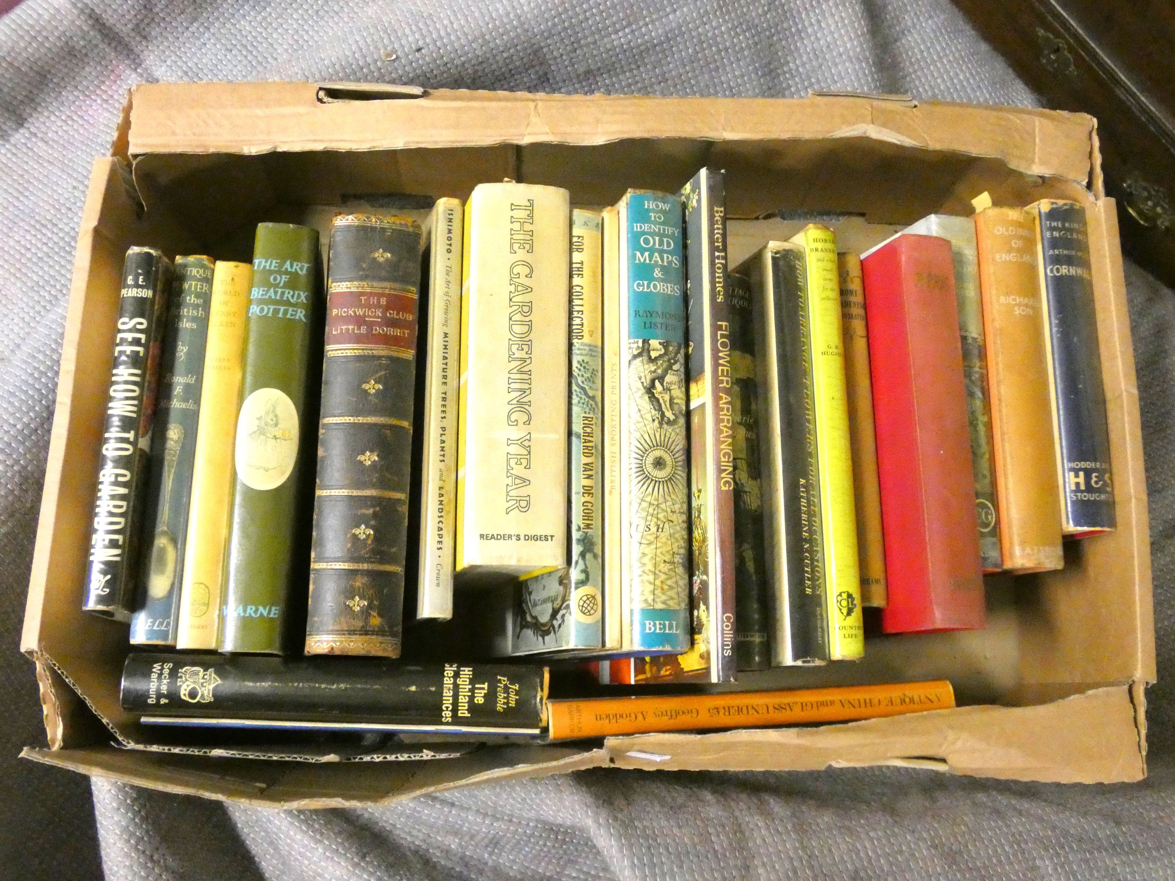 Various.  A carton of various vols. incl. some antiques reference incl. The Art of Beatrix Potter in