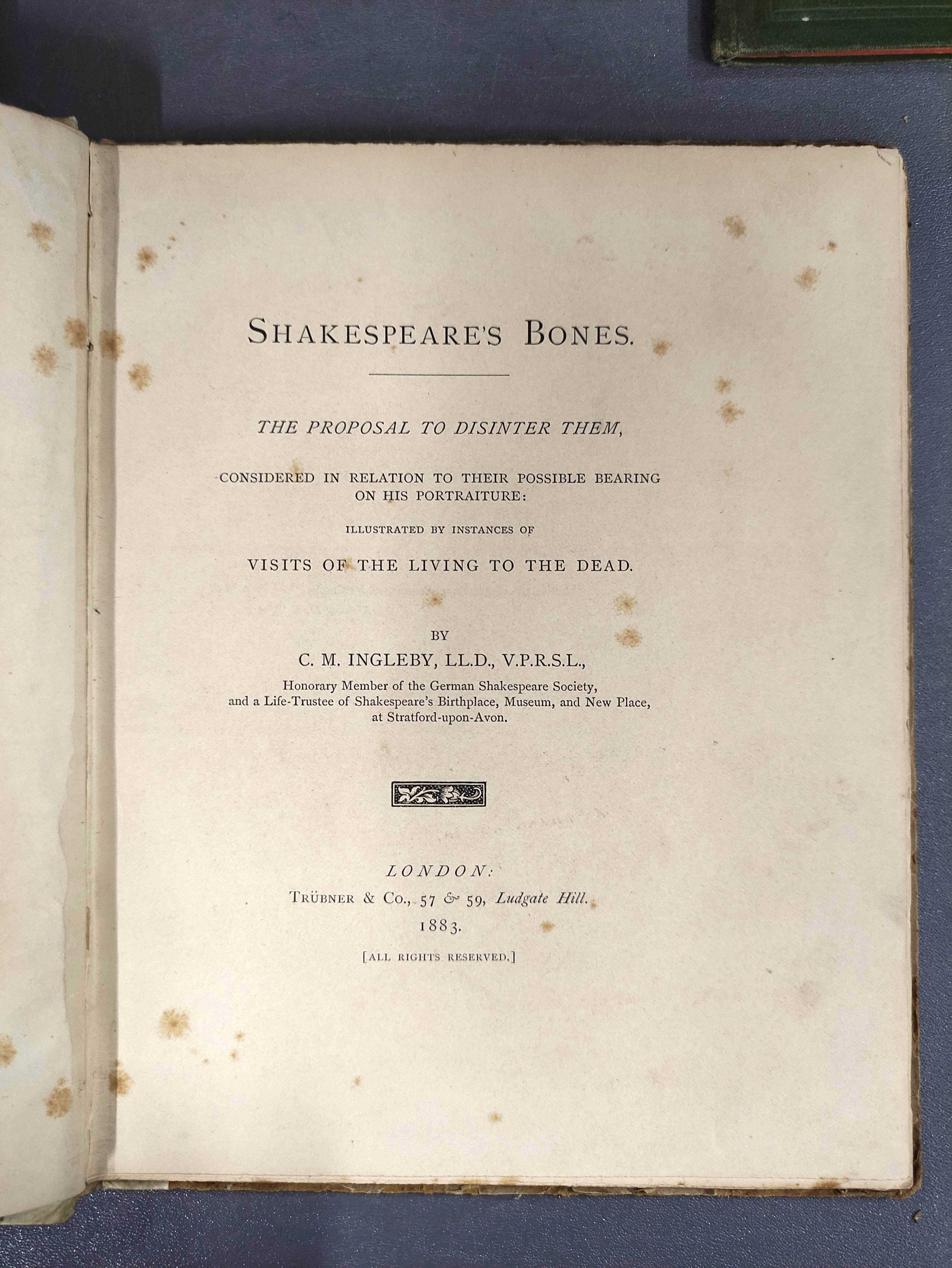 SHAKESPEARE WILLIAM.  6 vols. re. Shakespeare & his works, incl. More About Shakespeare "Forgeries", - Image 3 of 11