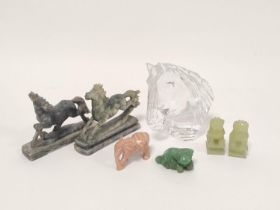 Group of Chinese & other hardstone curios to include carved jade figure of a water buffalo and