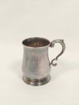 Silver baluster mug, with scroll handle upon moulded foot by Isaac Cookson, Newcastle 1753, 10cm,