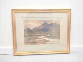 British School. Mountain landscape scene with stream. Watercolour. Initialled ETC to lower right.