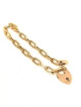 Gold bracelet , square cable pattern '1585' with two 9ct gold padlock snaps. 10g