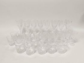 Suite of Bohemian style table glass comprising of eight matching wine glasses, six matching tumblers