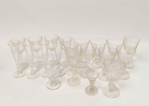Collection of Regency and 19th century glass to include dimple cut rummers and ale glasses, two
