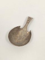 Silver caddy spoon, pin struck with pierced edge by Cocks & Bettridge, Birmingham 1807.