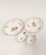 Four pieces of pre 1900 Royal Copenhagen "Saxon Flower" porcelain comprising of pair of shaped