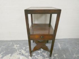 19th century mahogany wash stand of square form and of small proportions with open aperture and