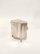 Silver caddy of shaped straight sided oval form by Blankensee & Co. Chester 1910. 162g. 5oz.