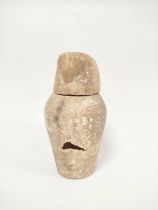 Egyptian alabaster canopic jar in the Ptolemaic period style, the stopper in the form of human-