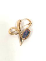 Opal doublet brooch in gold '10k' 5.9g