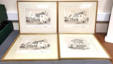 Three monochrome lithographs of Gretna Hall, Gretna Green, after originals by William James