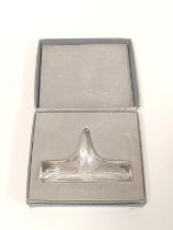 Rene Lalique (France) Frosted glass knife rest, signed Lalique R France, 7cm, in fitted original