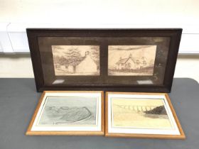 Walter A. Ingledow. Wasdale Head Church and another. Pair of drawings, framed together. Signed and