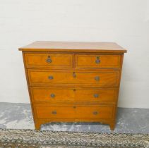 19th century inlaid satinwood chest of drawers with two small drawers over three graduated